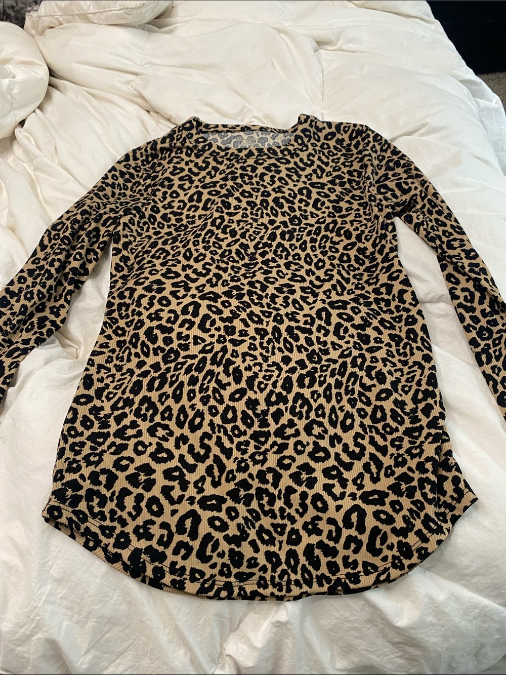 No Boundaries Leopard Print Long Sleeve Top - Black & Tan